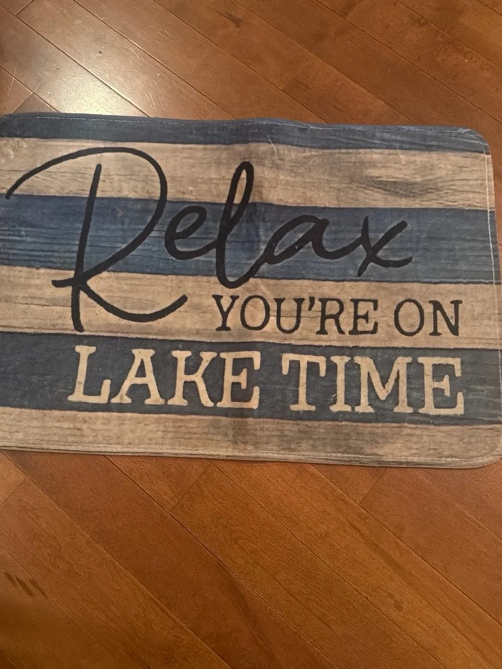 Blue and Cream 'Relax' Decorative rug and yard flag